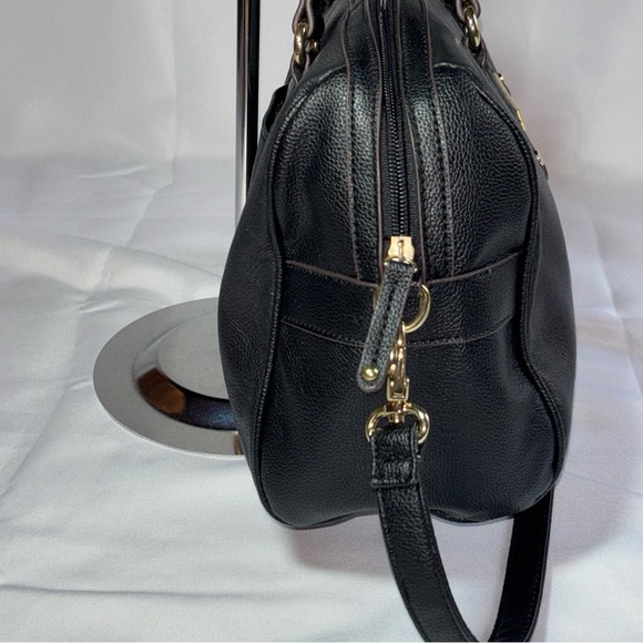 Tignanello Main Street Satchel Black and Gold with Semi-Structured Design - Picture 4 of 16
